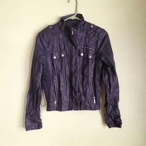 Distressed faux leather jacket